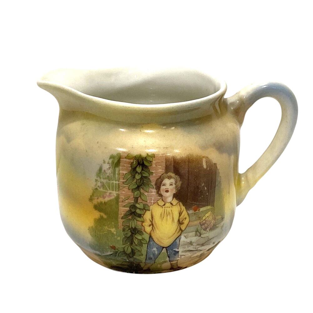 Antique Jack & the Beanstalk creamer 1910's by Three Crown China in Germany